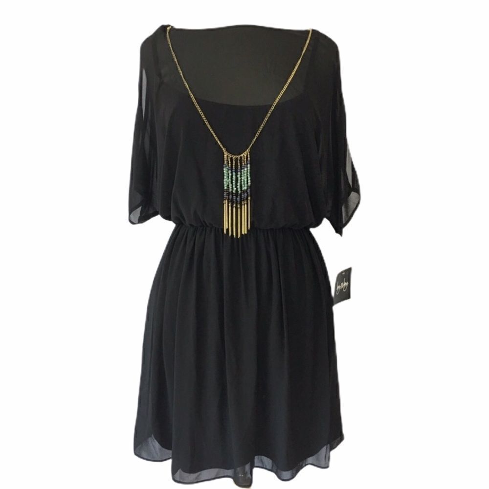 By & By NWT Black Chiffon dress S
